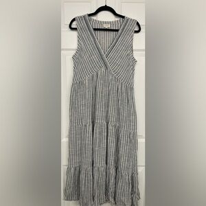 Striped Blue and White Women's Maxi Dress